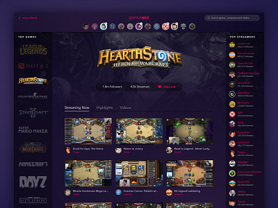 GameBox Streaming Service desktop game streaming twitch ui ux web web design