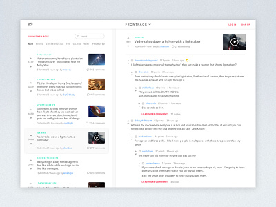 Minimal Reddit article comment feed news reddit share ui ux