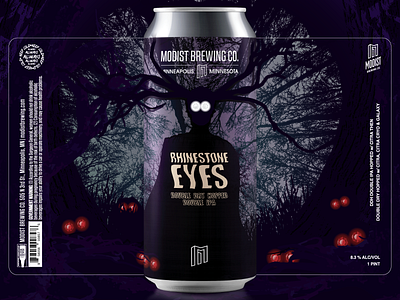 Rhinestone Eyes Beer Label beer beer art beer label brewery creature design eyes gem gems graphic design illustration minneapolis monster spooky typography vector