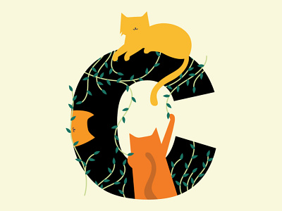 Cats on C 36daysoftype creative design illustration letter letterc minimal vector