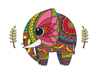 Colour pop : Elephant creative digital art elephant illustration mandala pattern art