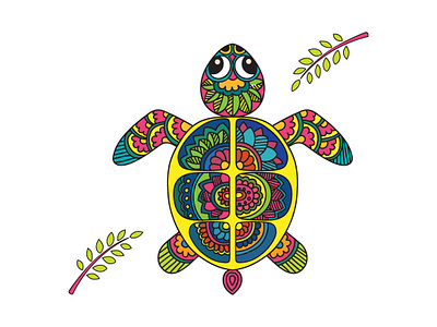 Colour pop : Turtle creative digital art illustration mandala pattern art turtle turtle art vector
