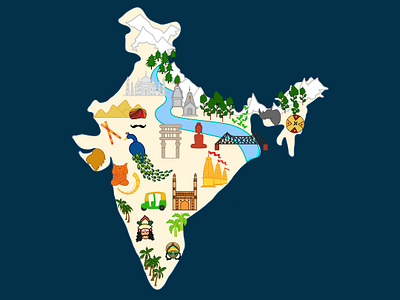 India : Going Places creative doodle illustration india indian culture states in india