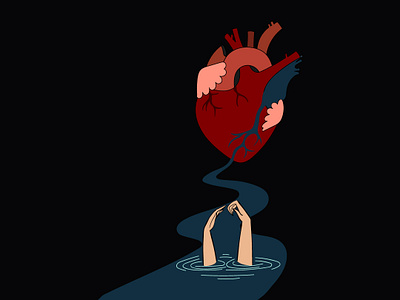 Drowning In Love concept art creative digital art heart illustration illustration vector