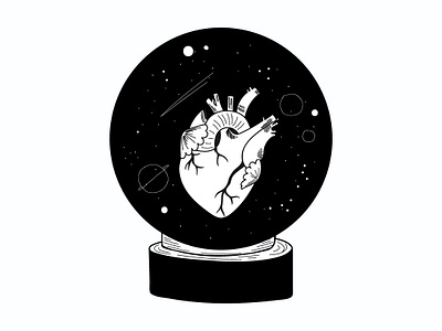 Space Odessey black and white concept art creative digital art heart illustration space art travel vector