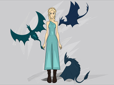 Khaleesi digital art dragons fan art game of thrones illustration khaleesi mother of dragons vector