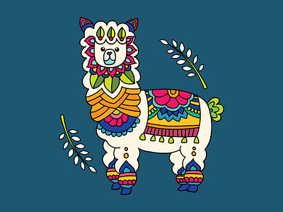 Colour pop : Llama animal and pet animal art colourful design doodleart illustration llama llama art llama design merchandise design pattern art vector
