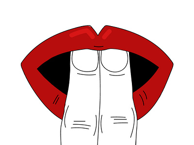 Taste eroticart illustration line art lips red sexy vector