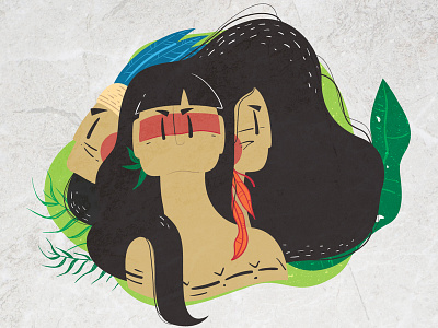 Mulheres indígenas color designativista drawing girl illustration vector