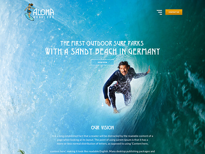 Surf park design branding design illustration landingpage modern design sleek surf surface design typography uidesign vector water waterland waveland website design