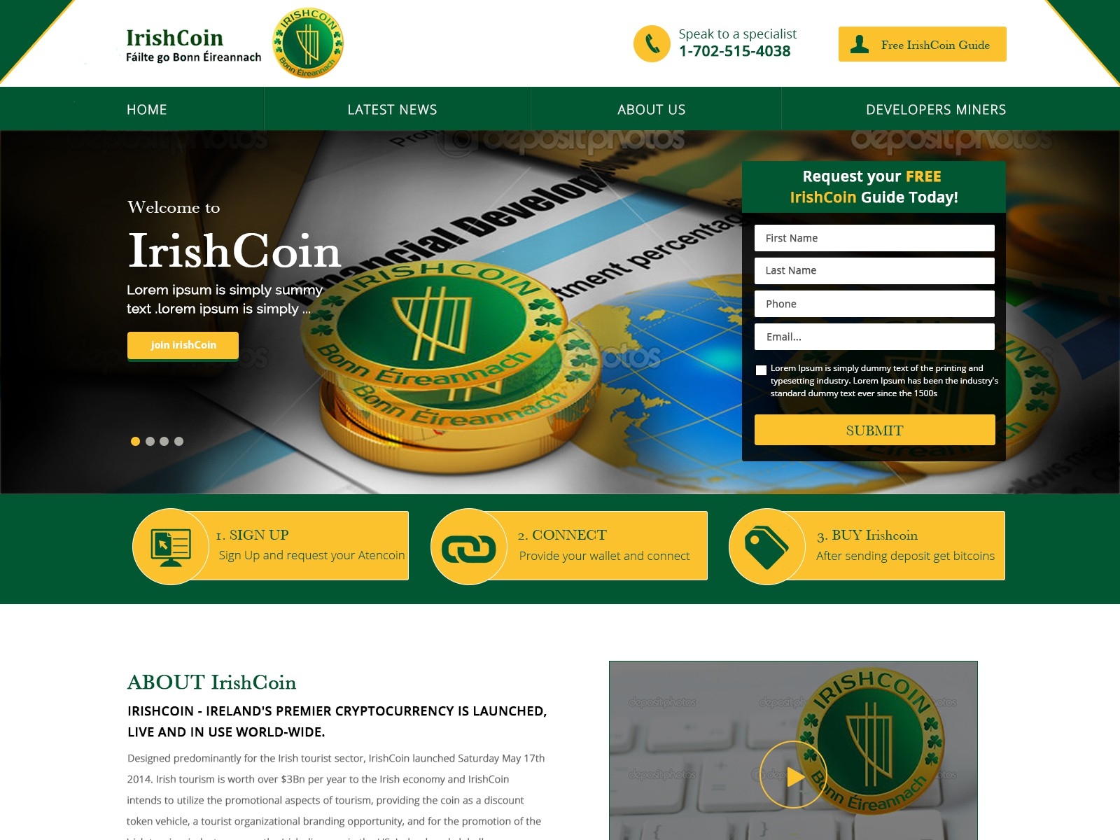 Irish coin bitcoin bitcoin services coinbase coins creativity landingpage minimul modern design sleekdesign webdesign website design