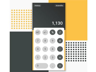 Calculator App adobe adobe xd adobexd app black color dailyui dailyuichallenge design grey history numbers palatte scientific ui uiux uiuxdesign ux yellow