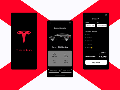 Tesla - Rental App Concept adobe adobe illustrator adobexd app bitcoin burgundy car car ui checkout dailyui dailyuichallenge red rental rental app tesla teslacar ui uiux uiuxdesign ux