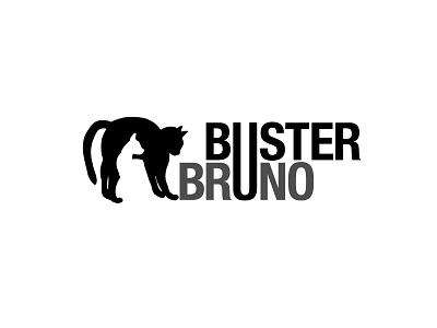 Buster Bruno identity black cats linked logomark negative positive simple together typography white