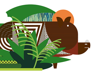 Javan rhino illustration - jungle hidden bold colourful creative creativedesigner digitalart graphicdesign graphicillustration illustration illustrator javan rhino jungle
