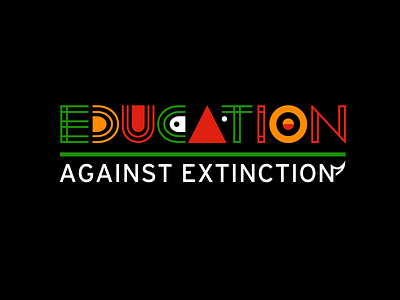 Logotype for Save the Rhino Education bold colourful illustration logo typography