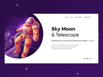 Astronomy news Site design minimalistic newsfeed newspaper portfolio ui ux web website