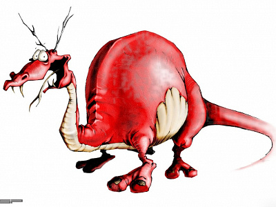 Red Dragon cartoon charachter design character dragon illustraion painting