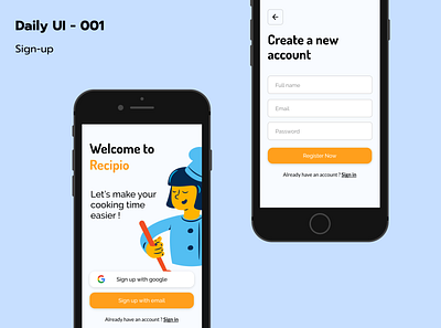 Daily UI - 001 / Sign-up app cook cooking app dailyui001 dayliui sign sign up ui001