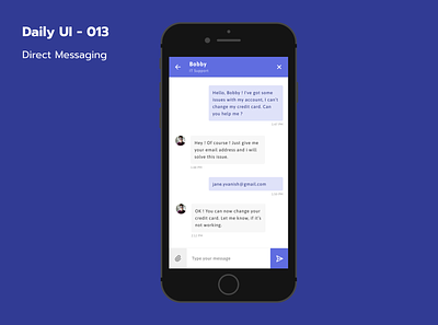 Daily UI - 013 / Direct Messaging app dailyuichallenge dayliui direct message support it tchat ui design ui013
