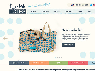 Talented Totes website design & build bags designers eco fashion friendly totes website