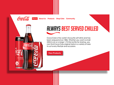 Coca Cola Landing Page Design adobexd brand design coca cola coca cola cocacola coke design drink drinks food food and drink soda ui ux webdesign