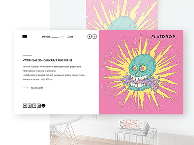 Flatdrop Website — project detail-view design illustration light minimal shop skull ui ux web website