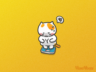 The fat sadness cat comic cute fat illutration kitty summer yellow yomiyocai