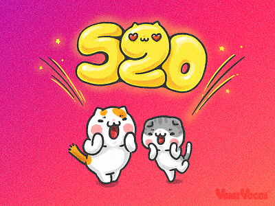 I Love U 520 cat comic cute illutration kitty love yomiyocai