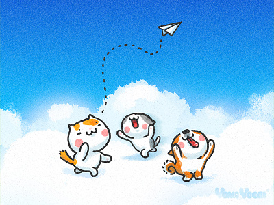 Happy Children's Day cat childrens day cloud comic cute fly illutration kid kitty sky yomiyocai