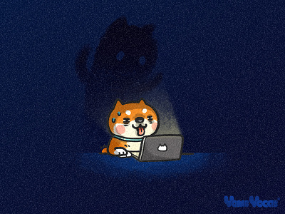 Work Over Time Doge cat comic cute dark ghost illustration kitty night work yomiyocai