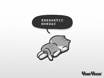 Energetic Monday cat comic cute illustration kitty lazy monday yomiyocai