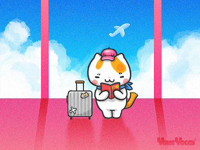 Holiday Is Coming airport cat comic cute fly holiday illustration kitty plane vacation yomiyocai