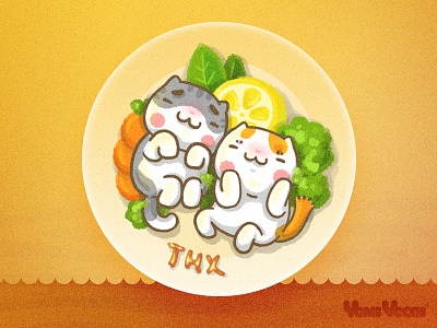 Thanksgiving Special Feast cat comic cute dinner feast illustration kitty meal thanksgiving yomiyocai