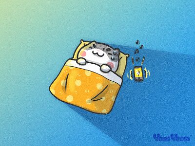 Hard Morning alarm cat comic cute get up illustration kitty morning yomiyocai
