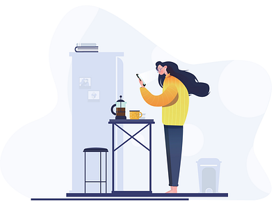 By-time abstract adobe adobe illustrator character chill coffee cooking cup design free time girl graphic design job kitchen mobile tea telephone vector wed design yellow