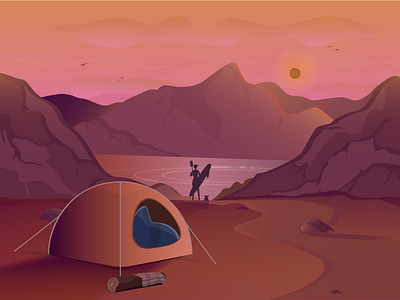 All art is an imitation of nature adobe illustrator camping creative digital freedom graphic design illustration inspiration nature people sunset travel uiux vector web