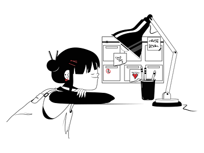 Waiting for the summer art blackwhite character color creative design desk digital dribbble flatlay gift girl graphic graphicdesign happy illustration interface minimal webdesign