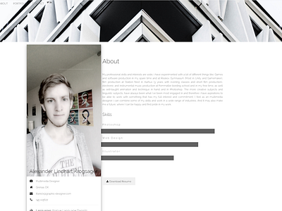 About page CV style Front-end cv template front end ux design