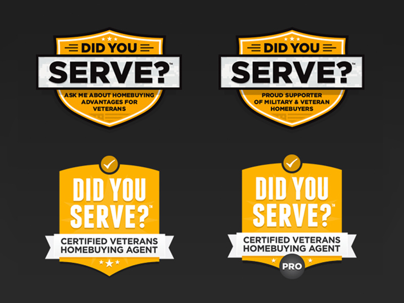 Badges badges real estate agents veterans military homebuyers gold yellow black gray camouflage