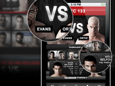 iPhone app - UFC app black gray iphone red ui