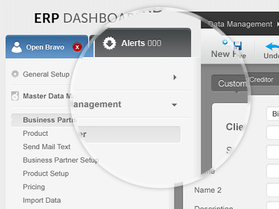 ERP Dashboard blue gray red ui web app