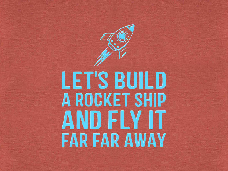 Rocket Ship Tee shirt apparel aqua clay fly away fly ship rocket ship rocket