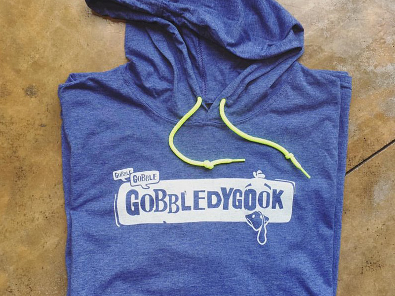 Gobbledygook - Fun(ny) Tee for Turkey Bowl '16 turkey neon blue shirt gobbledygook gobble apparel