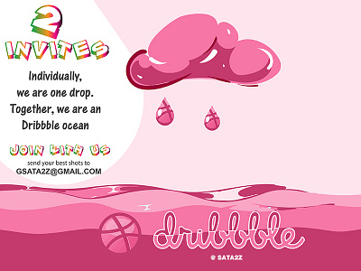 Two Invites - Dribbble Drops design illustrator invite photoshop rain sea sky typography ui ux