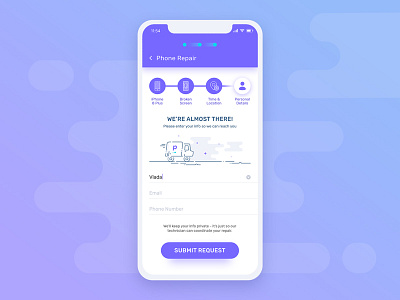 Redesign task for puls android booking illustration ios mobile purple redesign repair steps ui ux