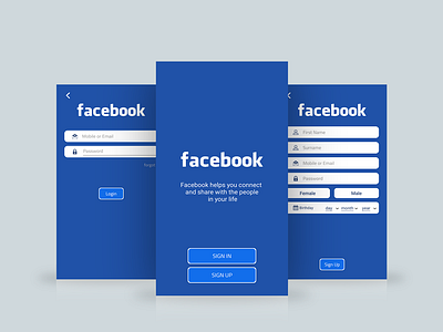 Facebook Sign In And Sign Up For Android android app android app design android app development app create account design java kit sign design sign in sign up sign up page ui ux xml