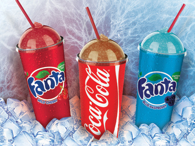 Frozen drinks blue illustration layout merchandising photoshop point of sale red