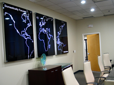 Laser Etched Mirrored Signage display environment installation interior signage