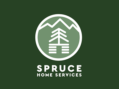 Spruce 1 cabin illustration logo mountain tree